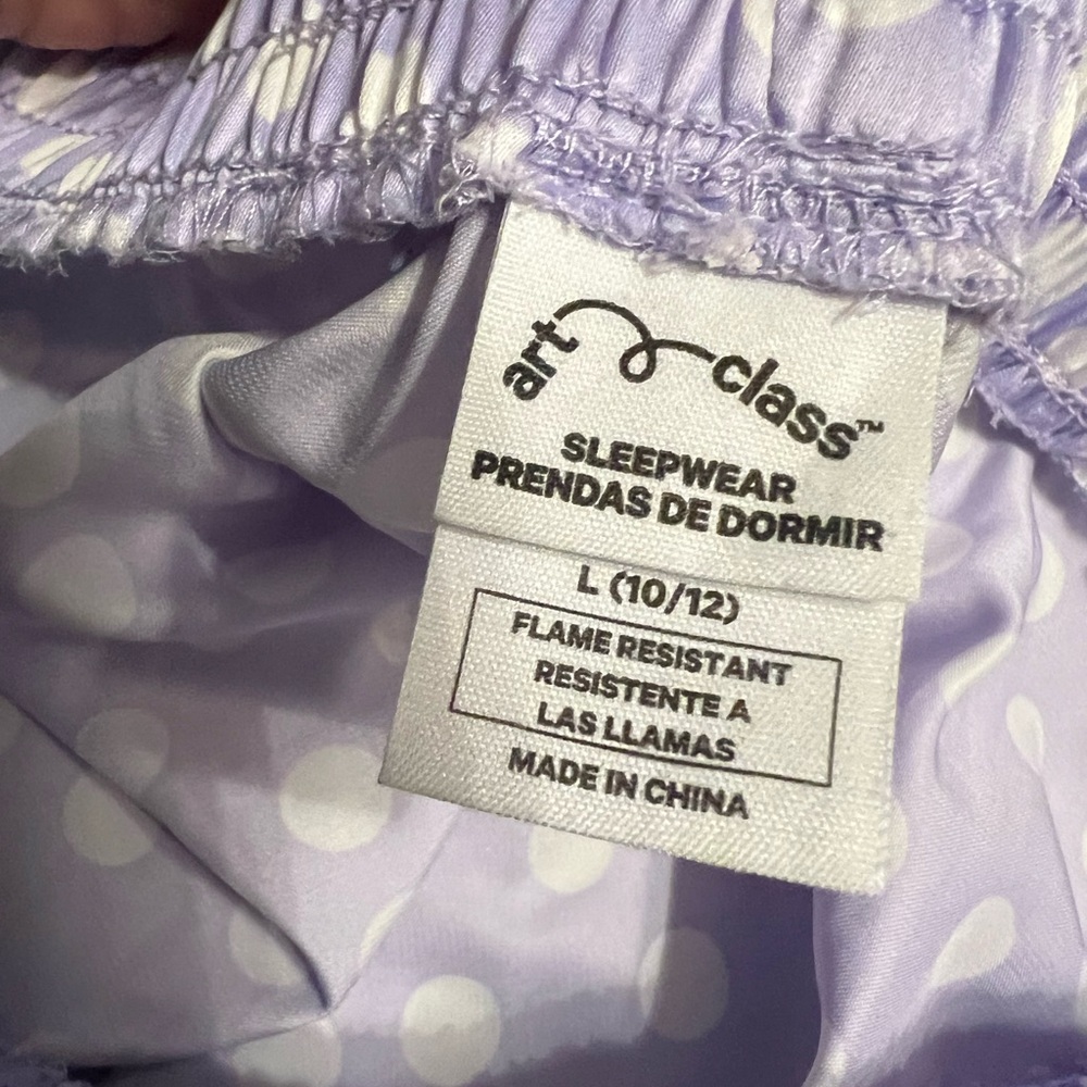 Girls large 10/12 Art Class Lavender Polka Dot Sleepwear polyester 2 piece set - Picture 8 of 10